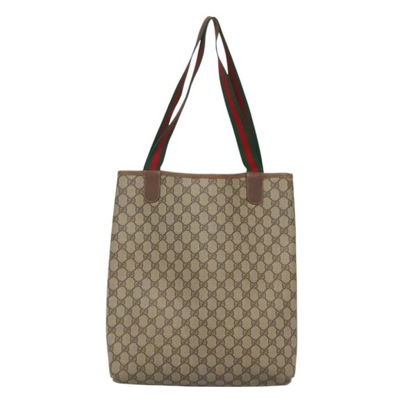 GUCCI GG Supreme Web Sherry Line Bag PVC Beige Green Red - Picture 3 of 15